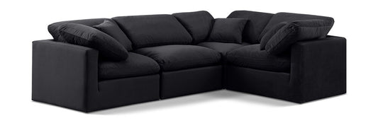 Meridian Furniture - Indulge Black Velvet Modular Sectional - 4Pc - 147Black-Sec4C veiw 1
