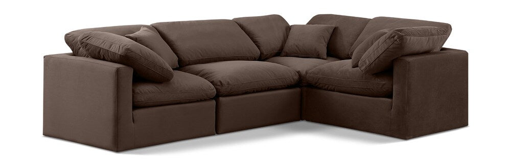 Meridian Furniture - Indulge Brown Velvet Modular Sectional - 4Pc - 147Brown-Sec4C veiw 1