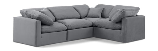 Meridian Furniture - Indulge Grey Velvet Modular Sectional - 4Pc - 147Grey-Sec4C veiw 1