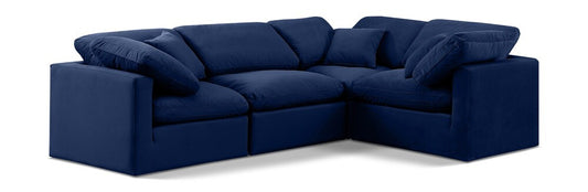 Meridian Furniture - Indulge Navy Velvet Modular Sectional - 4Pc - 147Navy-Sec4C veiw 1