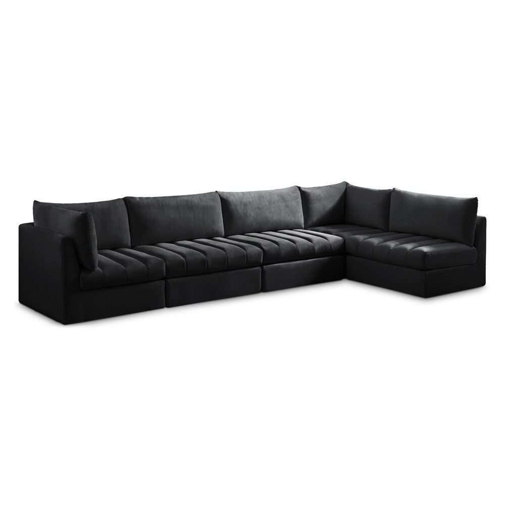 Meridian Furniture - Jacob Black Velvet Modular Sectional - 5Pc - 649Black-Sec5A veiw 1