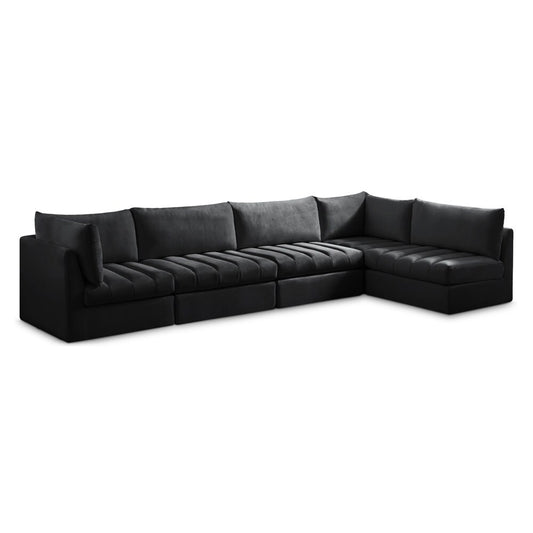 Meridian Furniture - Jacob Black Velvet Modular Sectional - 5Pc - 649Black-Sec5A veiw 1