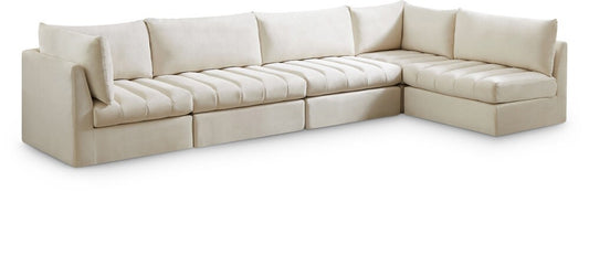 Meridian Furniture - Jacob Cream Velvet Modular Sectional - 5Pc - 649Cream-Sec5A veiw 1