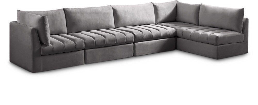 Meridian Furniture - Jacob Grey Velvet Modular Sectional - 5Pc - 649Grey-Sec5A veiw 1