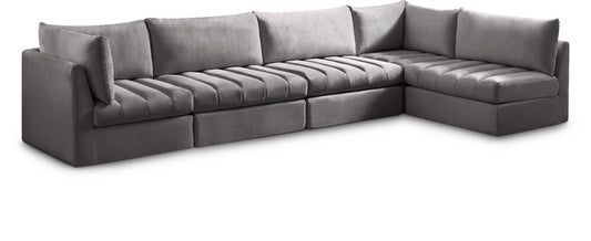 Meridian Furniture - Jacob Grey Velvet Modular Sectional - 5Pc - 649Grey-Sec5A veiw 1
