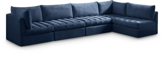 Meridian Furniture - Jacob Navy Velvet Modular Sectional - 5Pc - 649Navy-Sec5A veiw 1