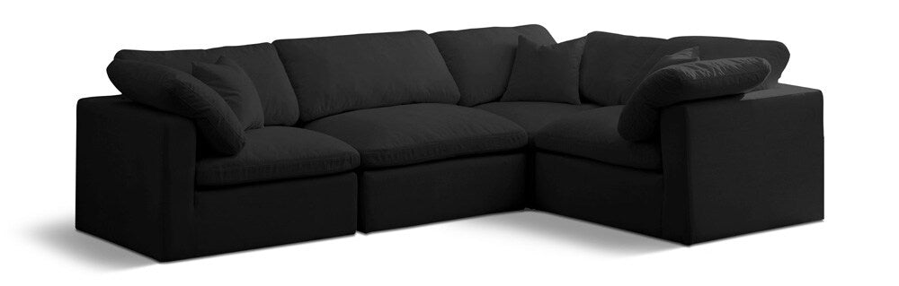 Meridian Furniture - Plush Black Velvet Modular Sectional - 4Pc - 602Black-Sec4C veiw 1