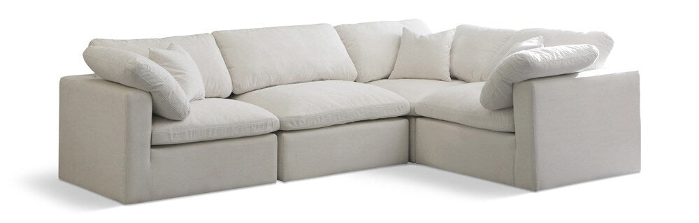 Meridian Furniture - Plush Cream Velvet Modular Sectional - 4Pc - 602Cream-Sec4C veiw 1