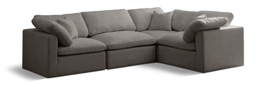 Meridian Furniture - Plush Grey Velvet Modular Sectional - 4Pc - 602Grey-Sec4C veiw 1