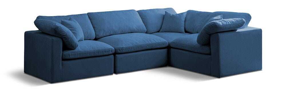 Meridian Furniture - Plush Navy Velvet Modular Sectional - 4Pc - 602Navy-Sec4C veiw 1