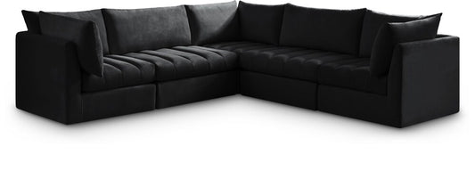Meridian Furniture - Jacob Black Velvet Modular Sectional - 5Pc - 649Black-Sec5C veiw 1