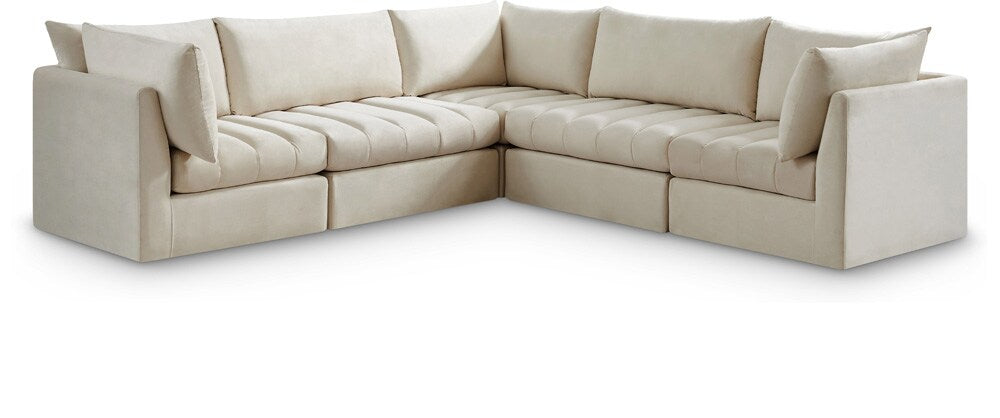 Meridian Furniture - Jacob Cream Velvet Modular Sectional - 5Pc - 649Cream-Sec5C veiw 1