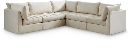 Meridian Furniture - Jacob Cream Velvet Modular Sectional - 5Pc - 649Cream-Sec5C veiw 1