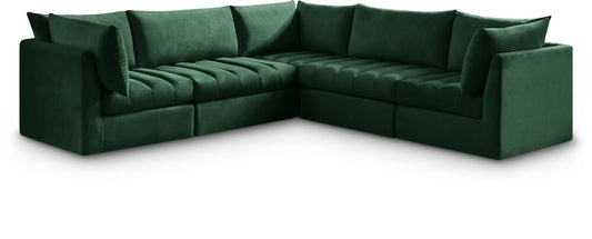 Meridian Furniture - Jacob Green Velvet Modular Sectional - 5Pc - 649Green-Sec5C veiw 1