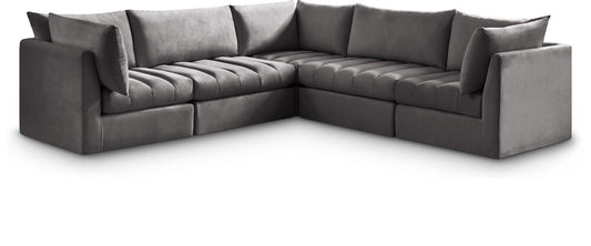 Meridian Furniture - Jacob Grey Velvet Modular Sectional - 5Pc - 649Grey-Sec5C veiw 1