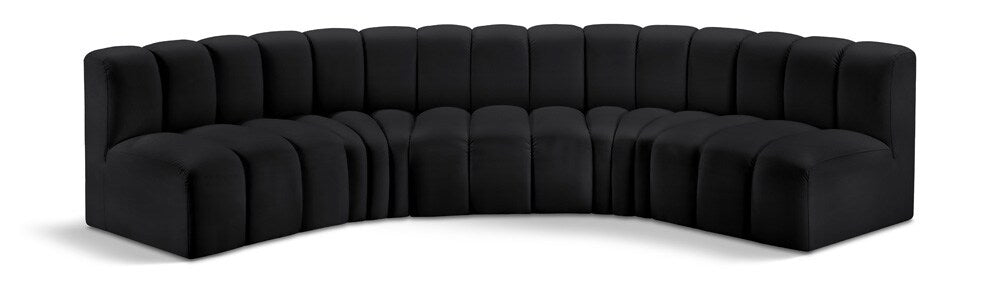 Meridian Furniture - Arc Black Vegan Leather Modular Sofa - 5Pc - 101Black-S5A veiw 1