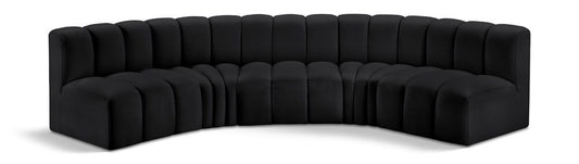 Meridian Furniture - Arc Black Vegan Leather Modular Sofa - 5Pc - 101Black-S5A veiw 1