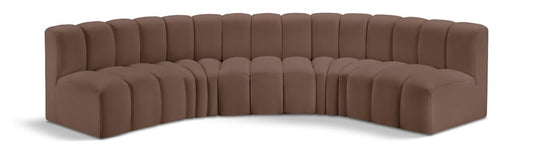 Meridian Furniture - Arc Brown Vegan Leather Modular Sofa - 5Pc - 101Brown-S5A veiw 1
