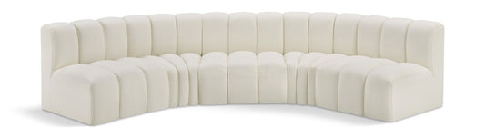 Meridian Furniture - Arc Cream Vegan Leather Modular Sofa - 5Pc - 101Cream-S5A veiw 1
