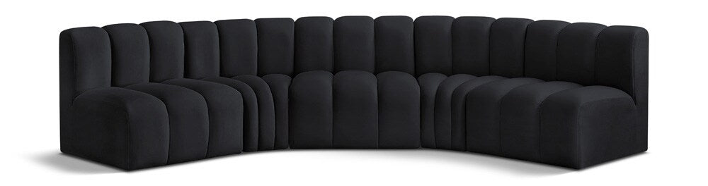 Meridian Furniture - Arc Black Velvet Modular Sofa - 5Pc - 103Black-S5A veiw 1