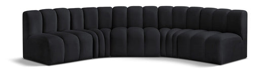 Meridian Furniture - Arc Black Velvet Modular Sofa - 5Pc - 103Black-S5A veiw 1