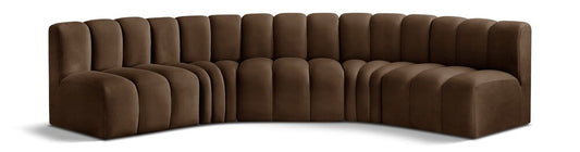 Meridian Furniture - Arc Brown Velvet Modular Sofa - 5Pc - 103Brown-S5A veiw 1