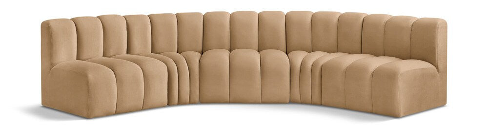 Meridian Furniture - Arc Camel Velvet Modular Sofa - 5Pc - 103Camel-S5A veiw 1