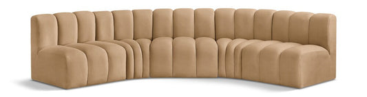 Meridian Furniture - Arc Camel Velvet Modular Sofa - 5Pc - 103Camel-S5A veiw 1