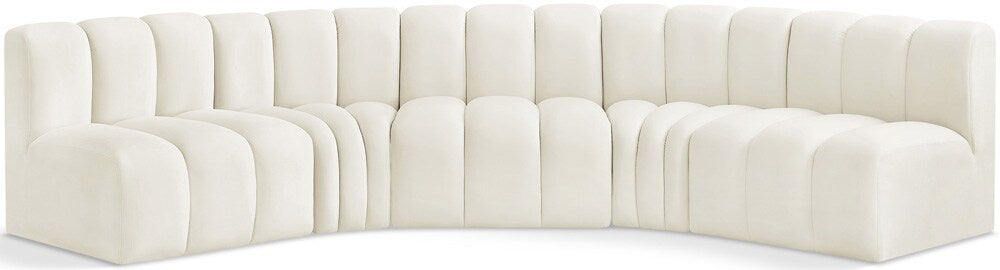 Meridian Furniture - Arc Cream Velvet Modular Sofa - 5Pc - 103Cream-S5A veiw 1