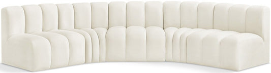 Meridian Furniture - Arc Cream Velvet Modular Sofa - 5Pc - 103Cream-S5A veiw 1