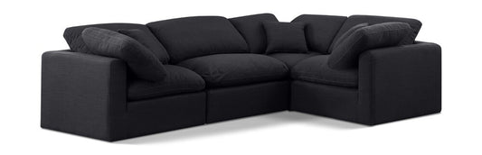 Meridian Furniture - Indulge Black Linen Textured Fabric Modular Sectional - 4Pc - 141Black-Sec4C veiw 1