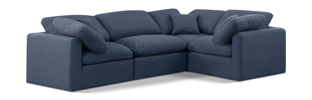 Meridian Furniture - Indulge Navy Linen Textured Fabric Modular Sectional - 4Pc - 141Navy-Sec4C veiw 1