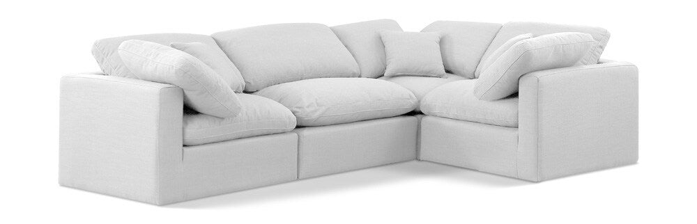 Meridian Furniture - Indulge White Linen Textured Fabric Modular Sectional - 4Pc - 141White-Sec4C veiw 1