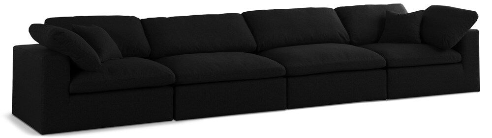 Meridian Furniture - Serene Black Linen Textured Fabric Deluxe Comfort Modular Sofa - 4Pc - 601Black-S158 veiw 1
