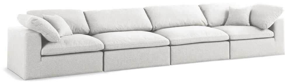 Meridian Furniture - Serene Cream Linen Textured Fabric Deluxe Comfort Modular Sofa - 4Pc - 601Cream-S158 veiw 1