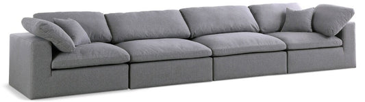 Meridian Furniture - Serene Grey Linen Textured Fabric Deluxe Comfort Modular Sofa - 4Pc - 601Grey-S158 veiw 1