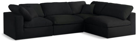 Meridian Furniture - Serene Black Linen Textured Fabric Deluxe Comfort Modular Sectional - 4Pc - 601Black-Sec4B veiw 1