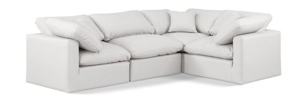 Meridian Furniture - Indulge Cream Vegan Leather Modular Sectional - 4Pc - 146Cream-Sec4C veiw 1