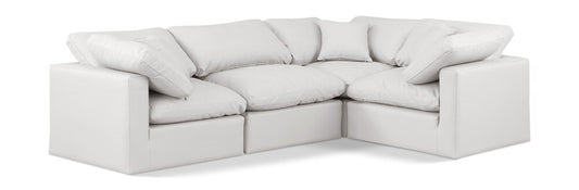 Meridian Furniture - Indulge Cream Vegan Leather Modular Sectional - 4Pc - 146Cream-Sec4C veiw 1
