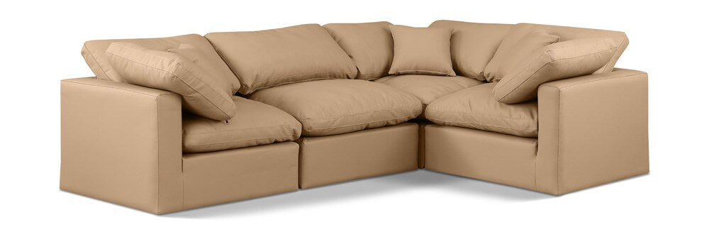 Meridian Furniture - Indulge Tan Vegan Leather Modular Sectional - 4Pc - 146Tan-Sec4C veiw 1