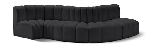 Meridian Furniture - Arc Black Vegan Leather Modular Sofa - 5Pc - 101Black-S5B veiw 1