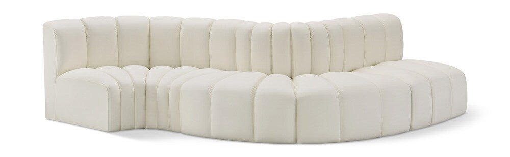 Meridian Furniture - Arc Cream Vegan Leather Modular Sofa - 5Pc - 101Cream-S5B veiw 1
