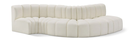 Meridian Furniture - Arc Cream Vegan Leather Modular Sofa - 5Pc - 101Cream-S5B veiw 1