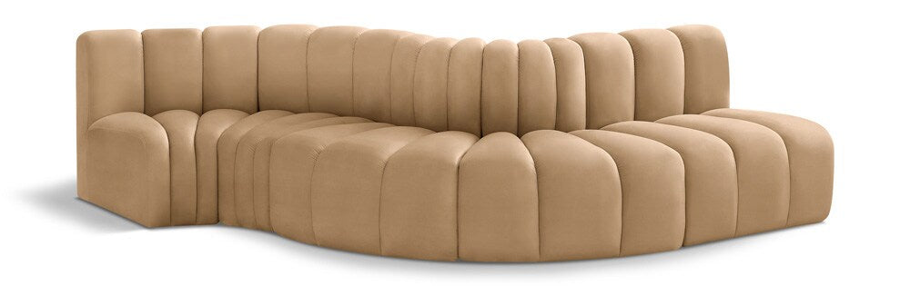 Meridian Furniture - Arc Camel Velvet Modular Sofa - 5Pc - 103Camel-S5B veiw 1