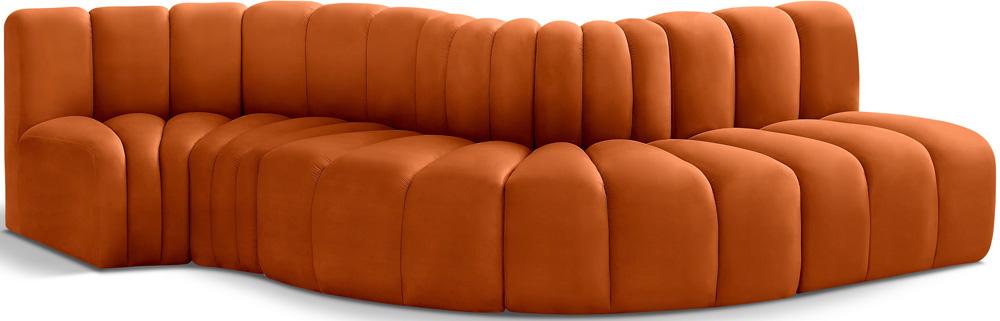 Meridian Furniture - Arc Cognac Velvet Modular Sofa - 5Pc - 103Cognac-S5B veiw 1