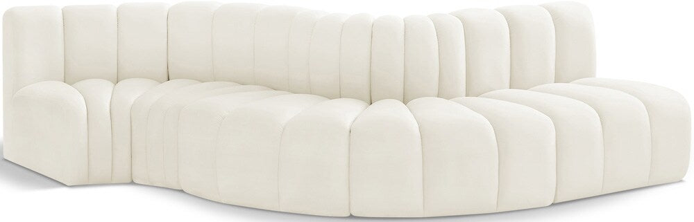 Meridian Furniture - Arc Cream Velvet Modular Sofa - 5Pc - 103Cream-S5B veiw 1
