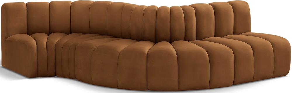 Meridian Furniture - Arc Saddle Velvet Modular Sofa - 5Pc - 103Saddle-S5B veiw 1