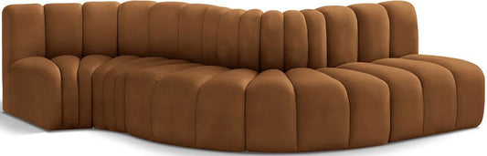 Meridian Furniture - Arc Saddle Velvet Modular Sofa - 5Pc - 103Saddle-S5B veiw 1
