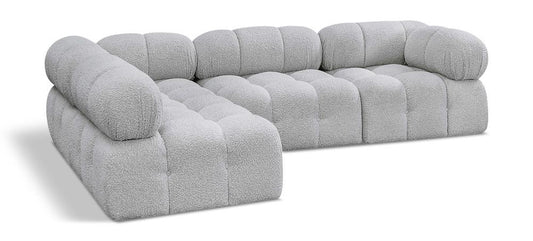Meridian Furniture - Ames Grey Boucle Fabric Modular Sectional - 4Pc - 611Grey-Sec4A veiw 1