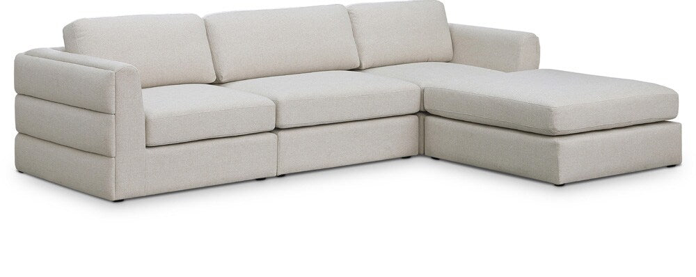 Meridian Furniture - Beckham Beige Durable Linen Textured Fabric Modular Sectional - 4Pc - 681Beige-Sec4A veiw 1